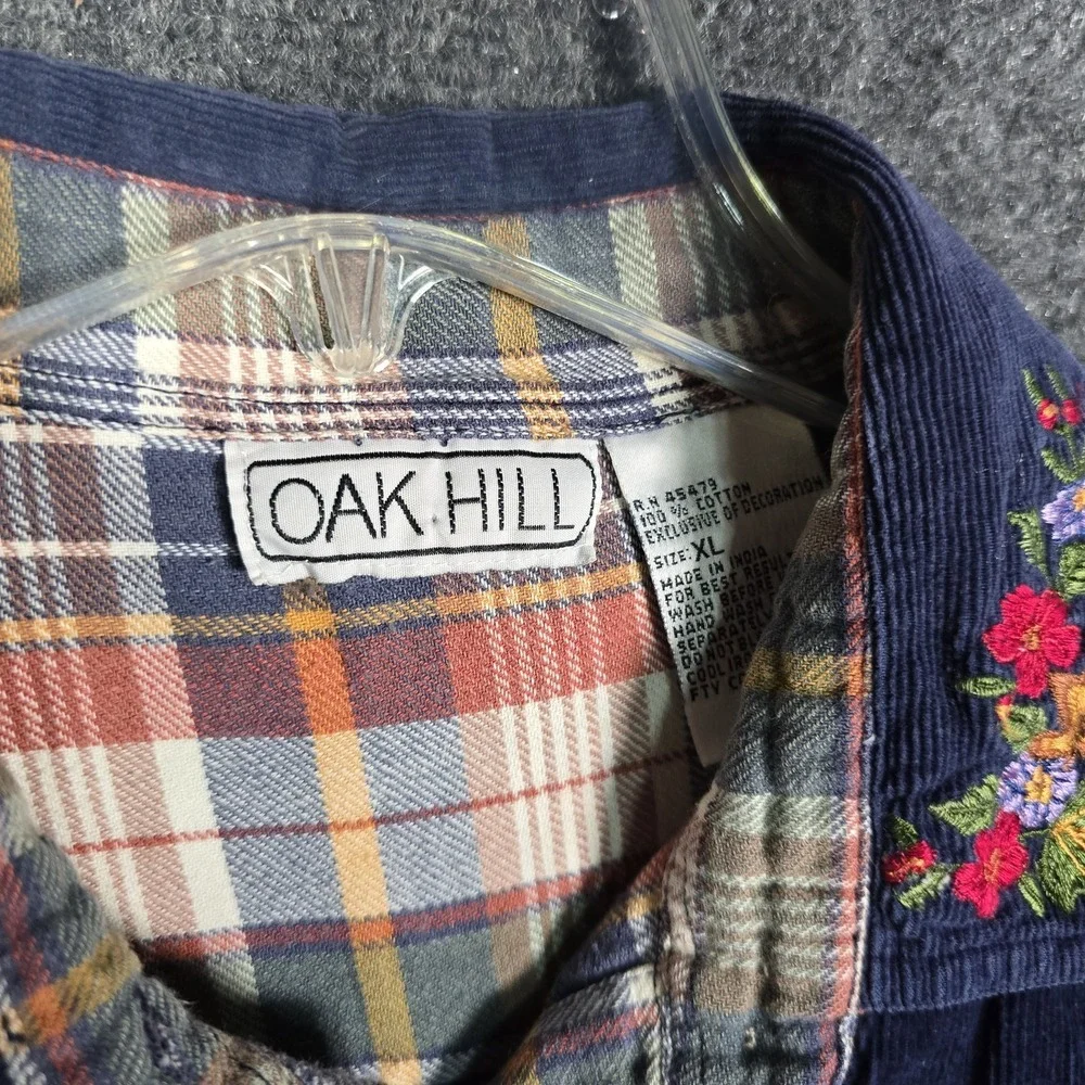 Vintage Oak Hill Vest Shirt Set Women's XL Corduroy Embroidered Fall Cottage Y2K